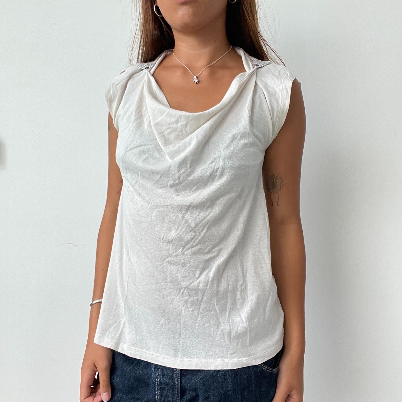 Vintage Cream Cowl Neck Top
