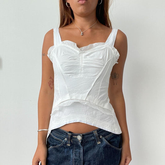Vintage White Corset Ruffle Top