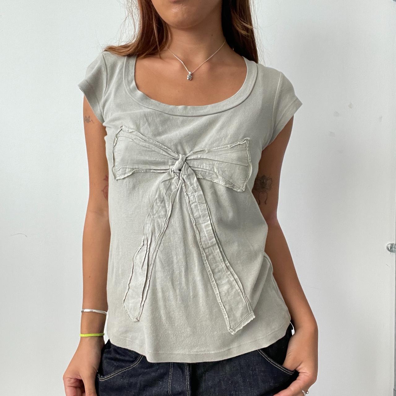 Vintage Khaki Ribbon Top