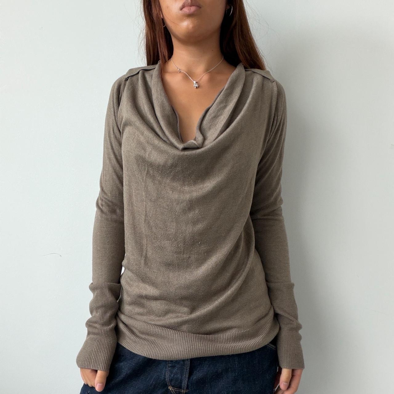 Vintage Brown Cowl Neck Top