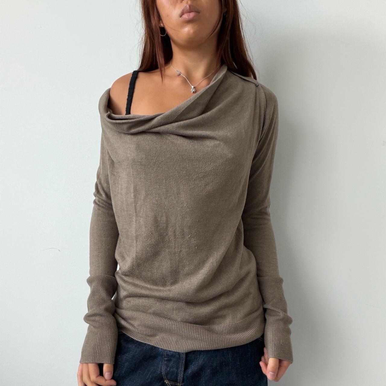 Vintage Brown Cowl Neck Top