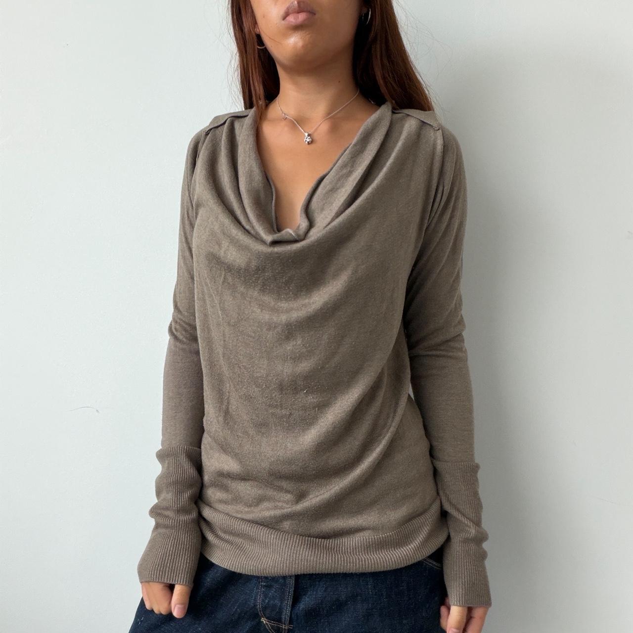 Vintage Brown Cowl Neck Top