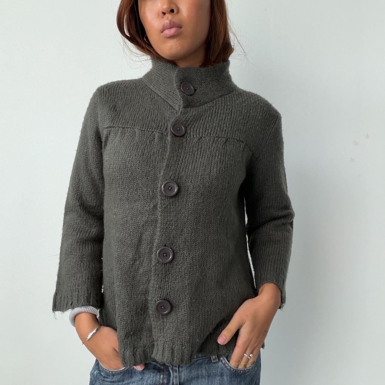 Vintage Funnel Neck Knit Cardigan