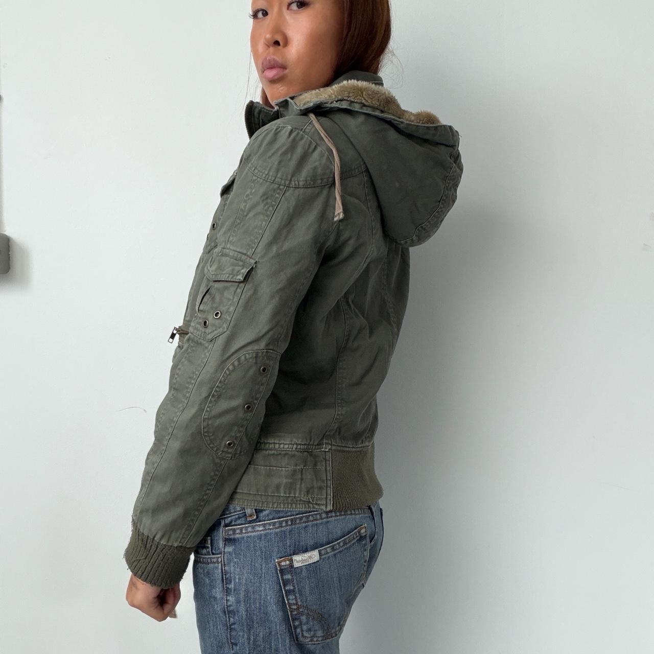 Vintage Khaki Zip Up Utility Jacket