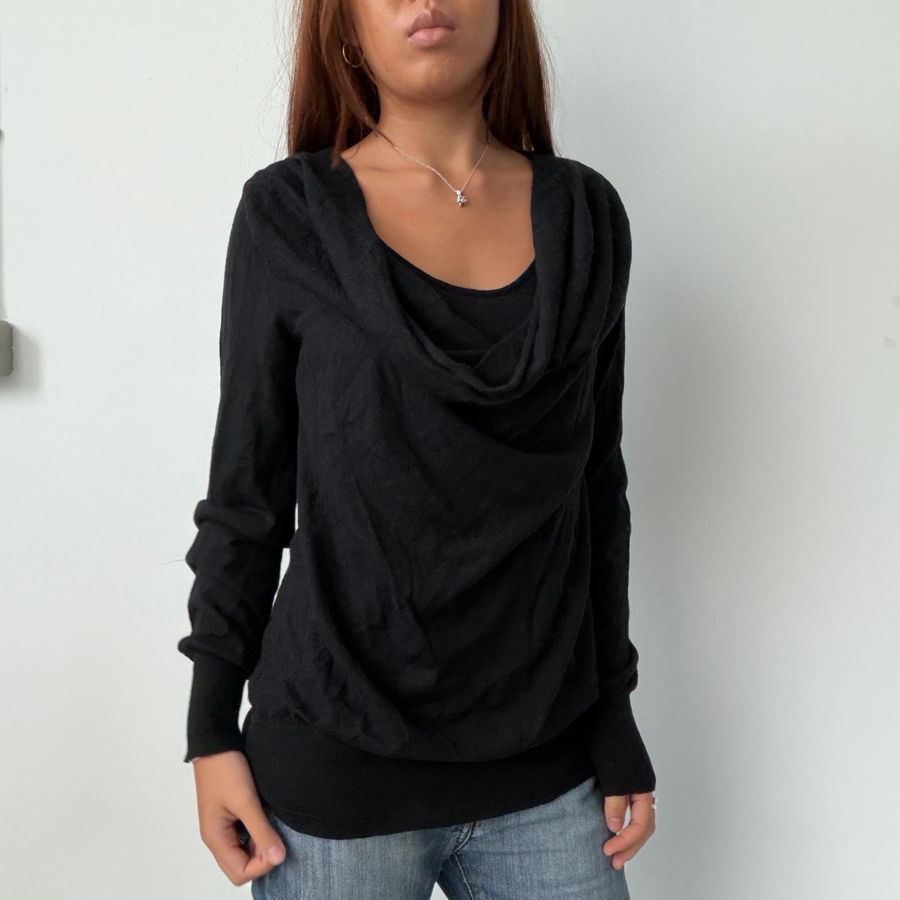 Vintage Black Cowl Neck Top