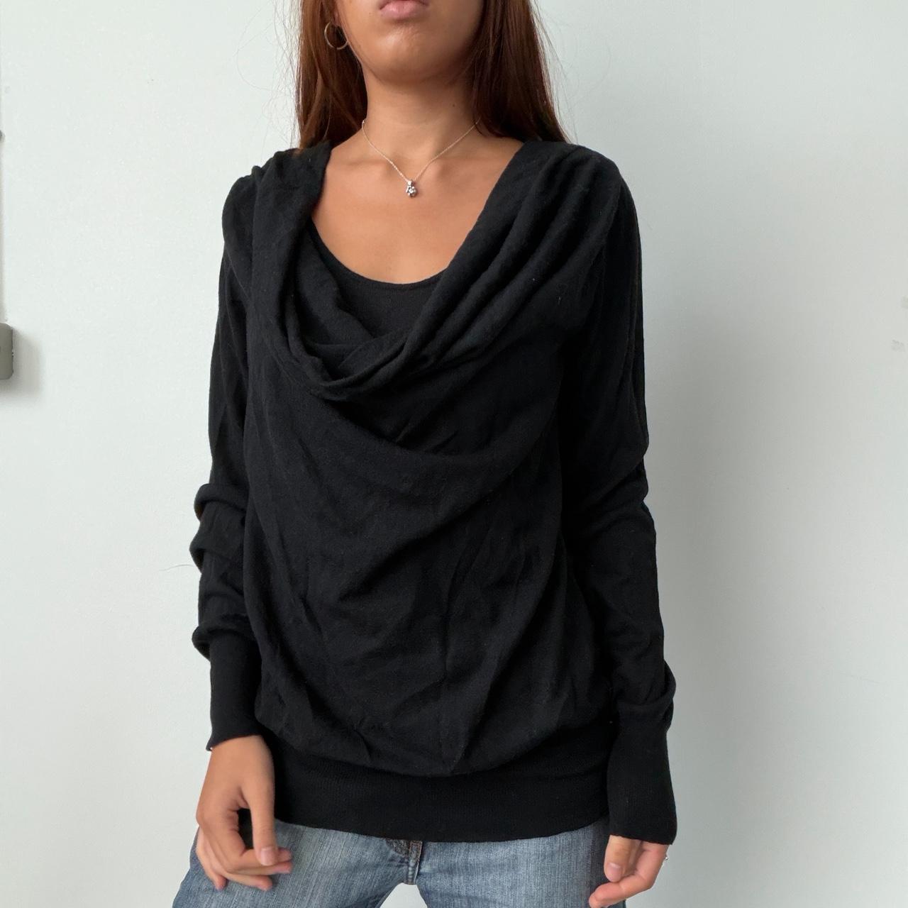 Vintage Black Cowl Neck Top