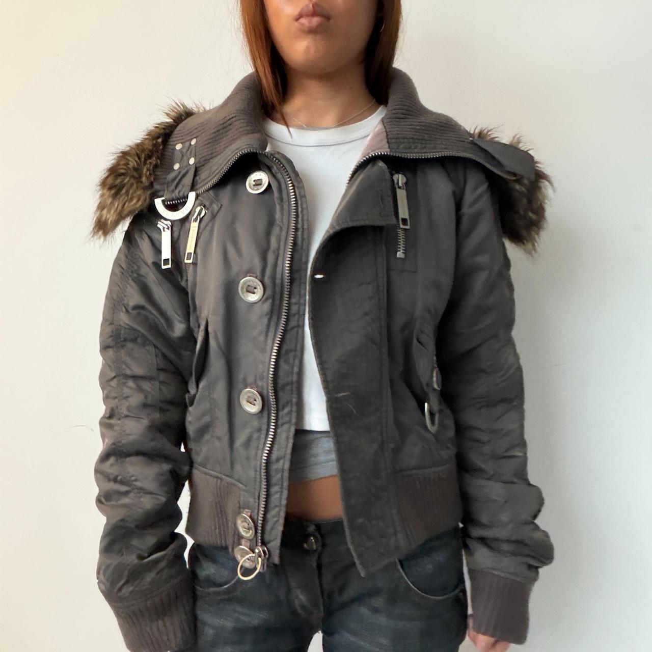 Vintage Grey Fur Trim Jacket