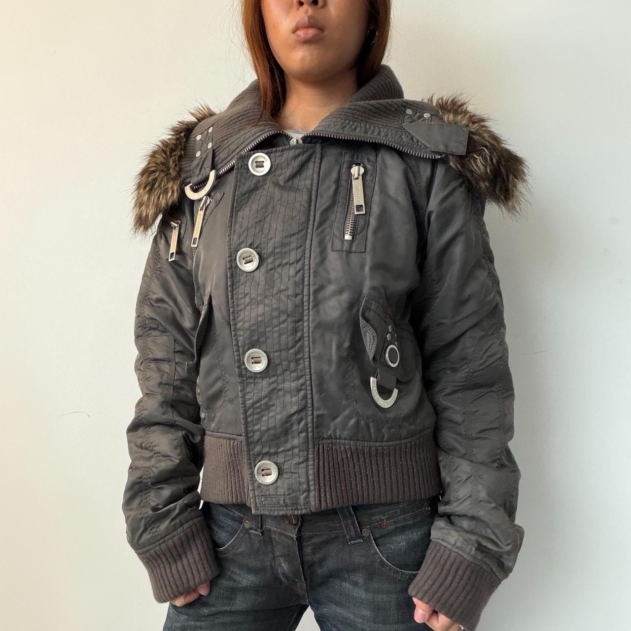 Vintage Grey Fur Trim Jacket