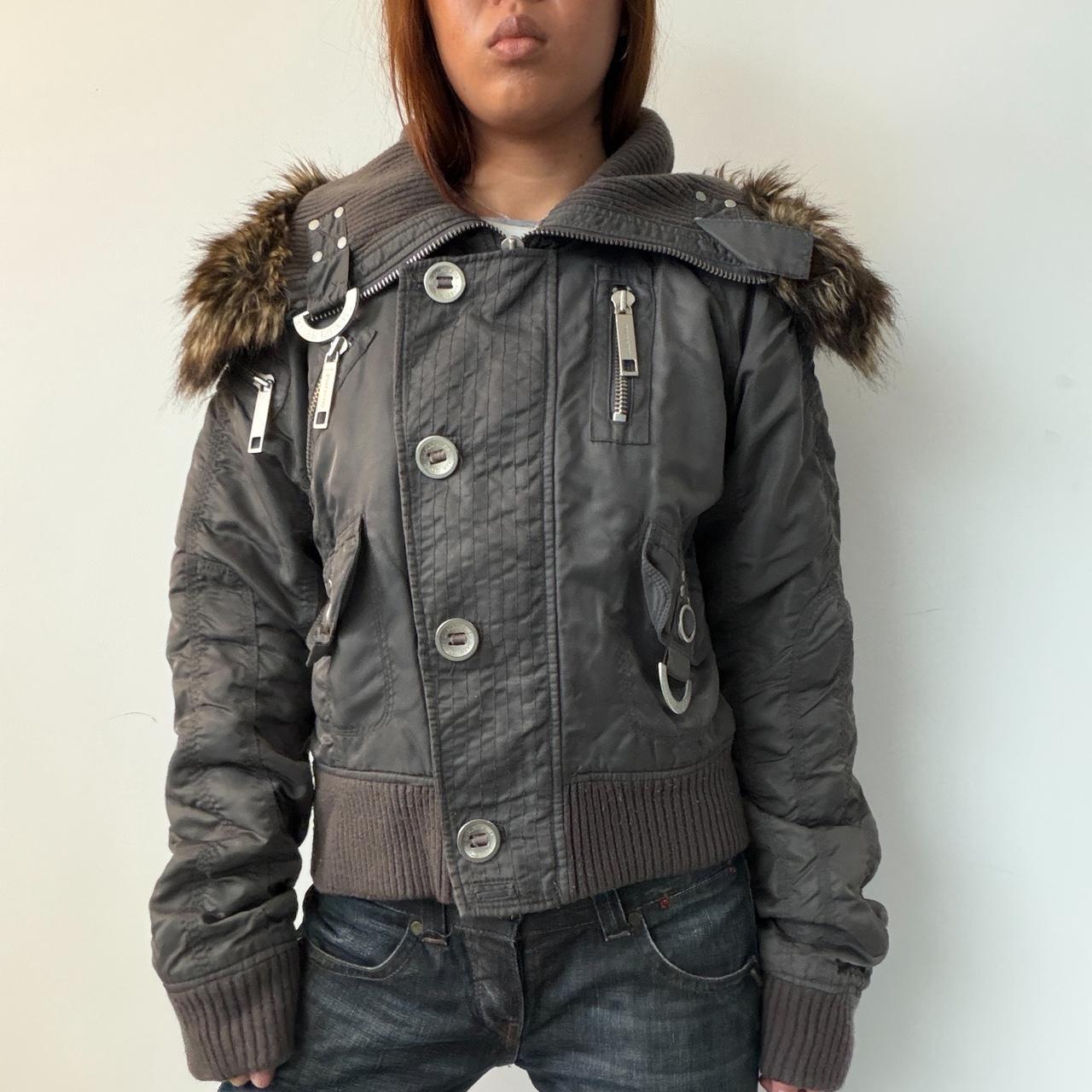 Vintage Grey Fur Trim Jacket