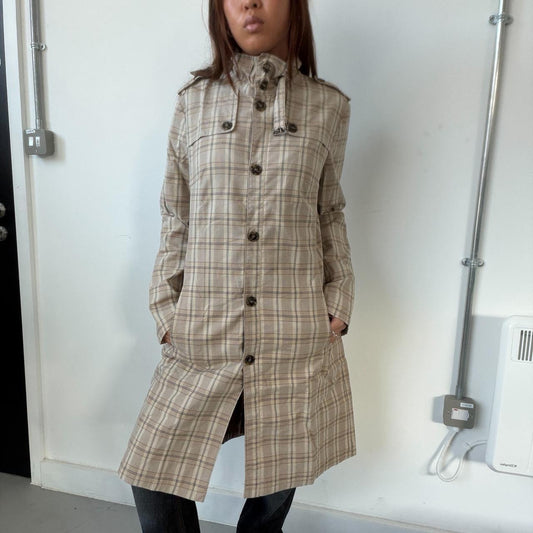Vintage Beige Checkered Trench