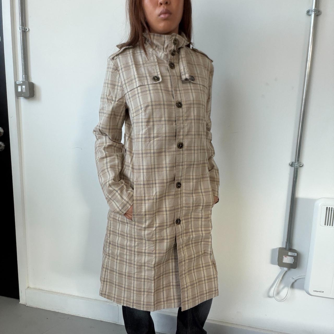 Vintage Beige Checkered Trench