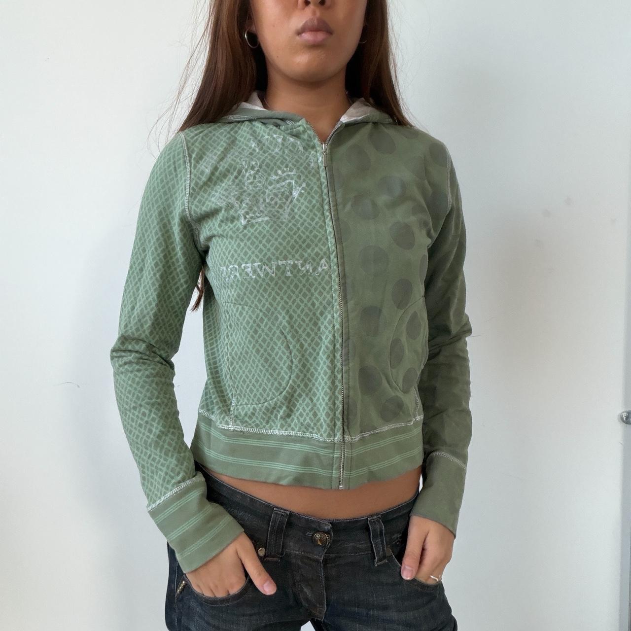 Vintage Green Polka Dot Zip Up