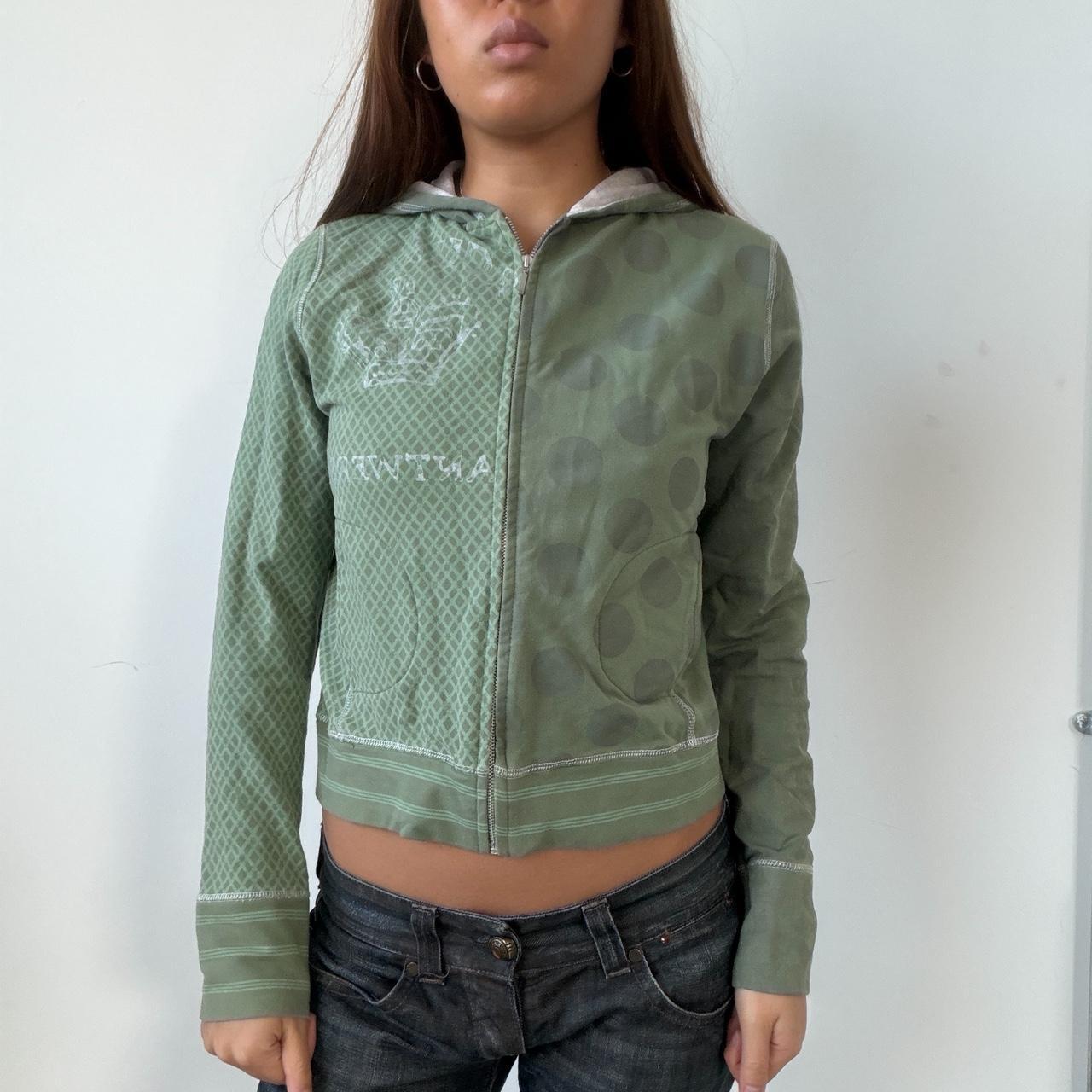 Vintage Green Polka Dot Zip Up