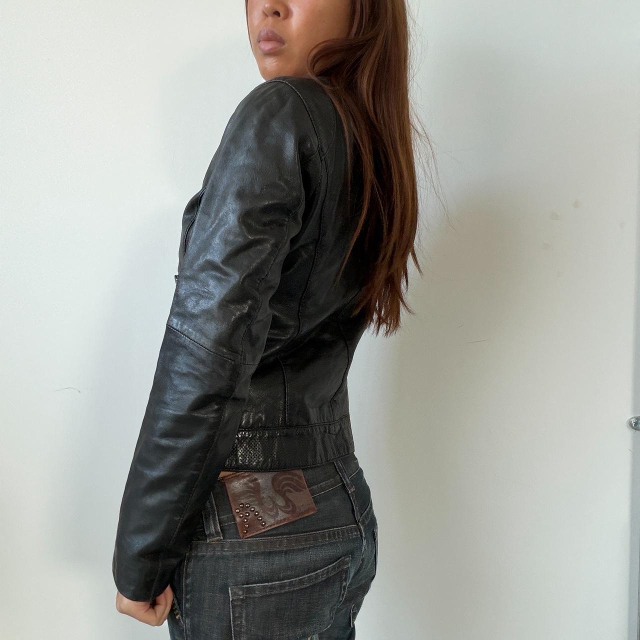 Vintage Brown Leather Zip Up