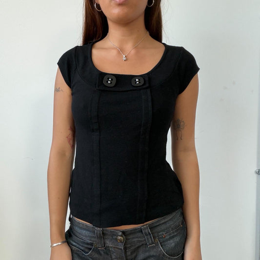 Vintage Black Button Top