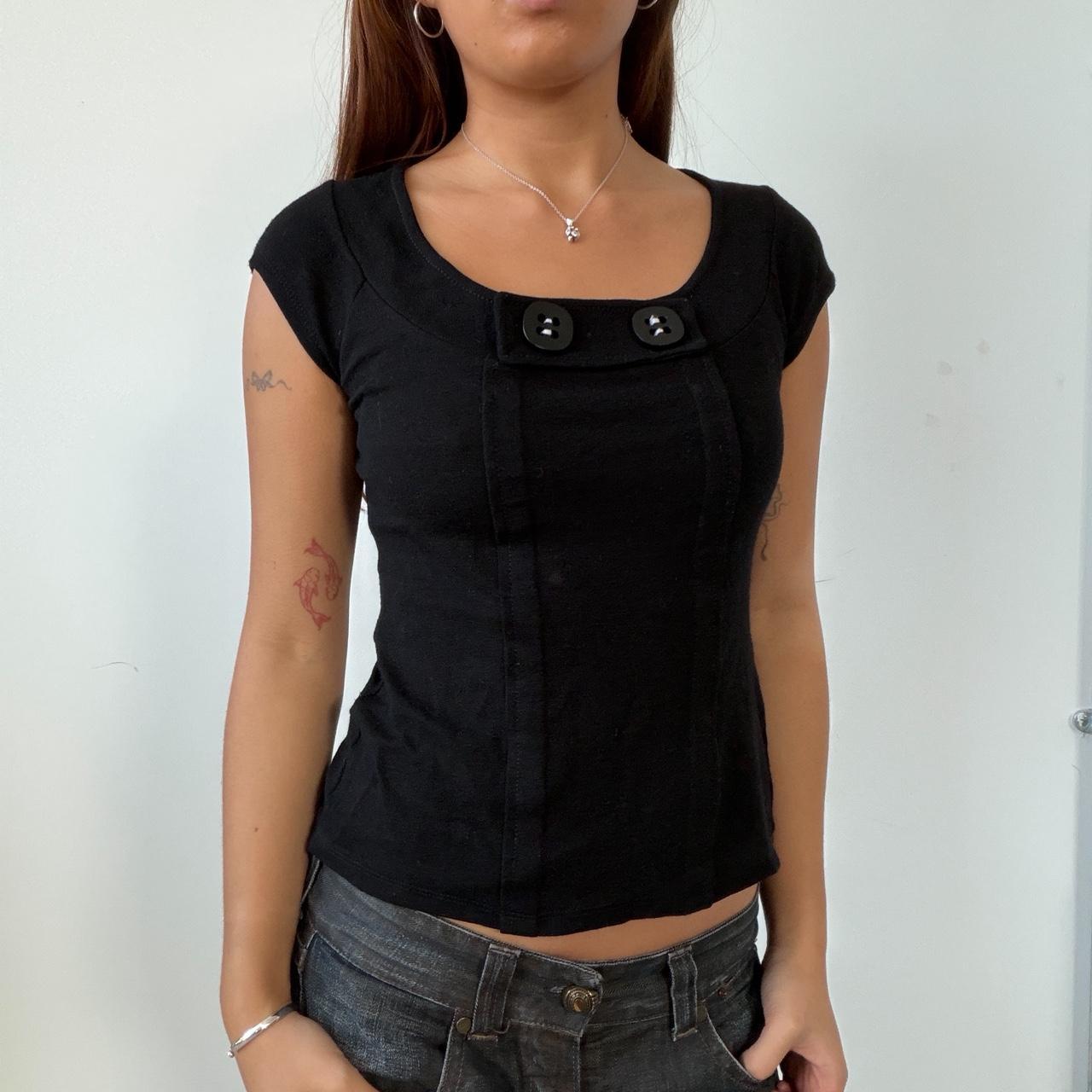 Vintage Black Button Top