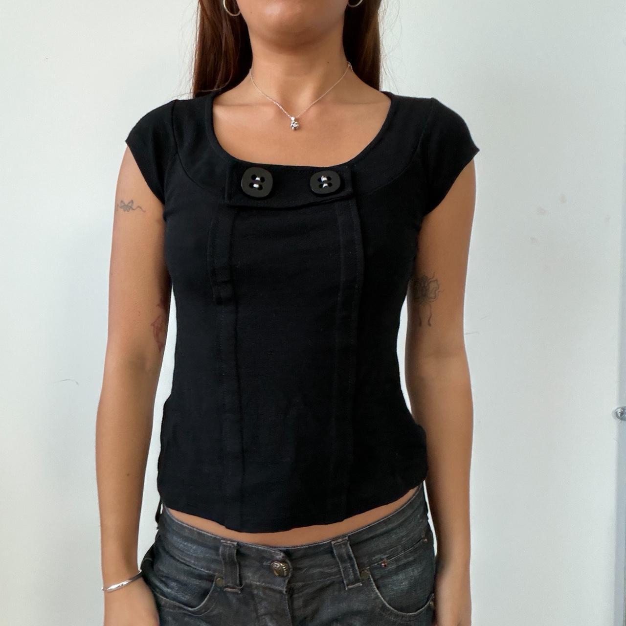 Vintage Black Button Top