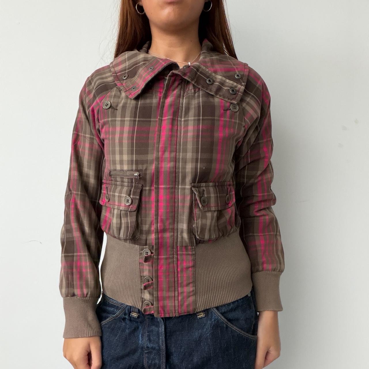 Vintage Brown & Pink Plaid Jacket