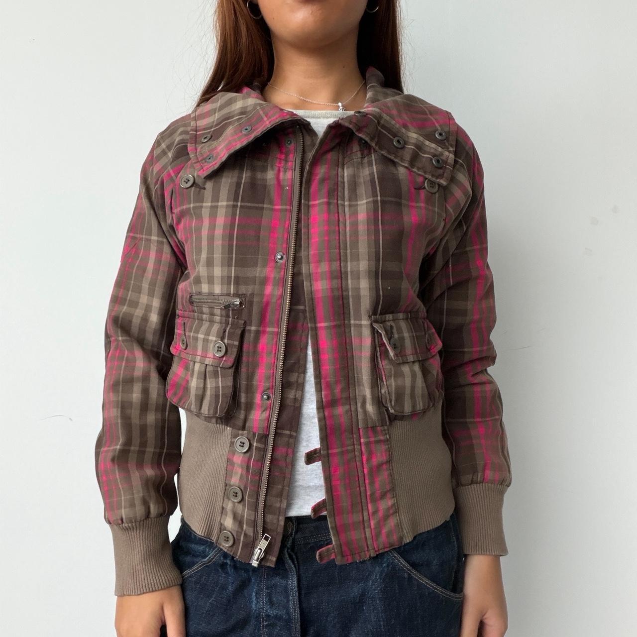 Vintage Brown & Pink Plaid Jacket
