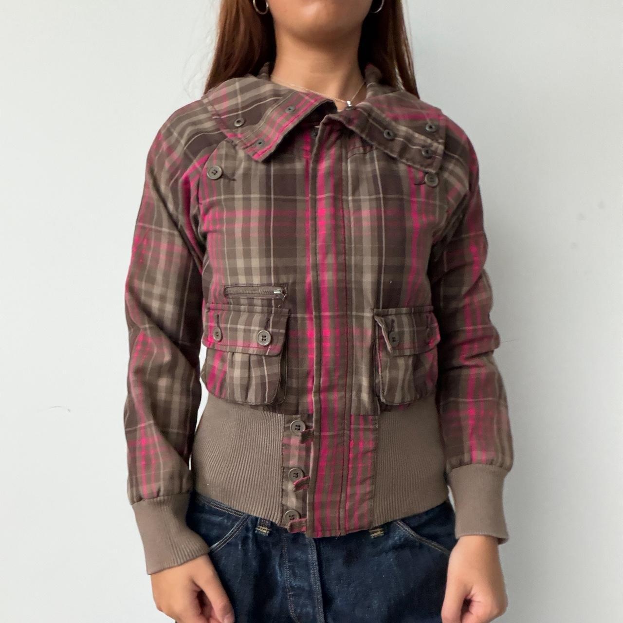 Vintage Brown & Pink Plaid Jacket