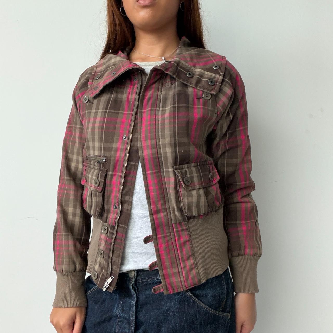 Vintage Brown & Pink Plaid Jacket