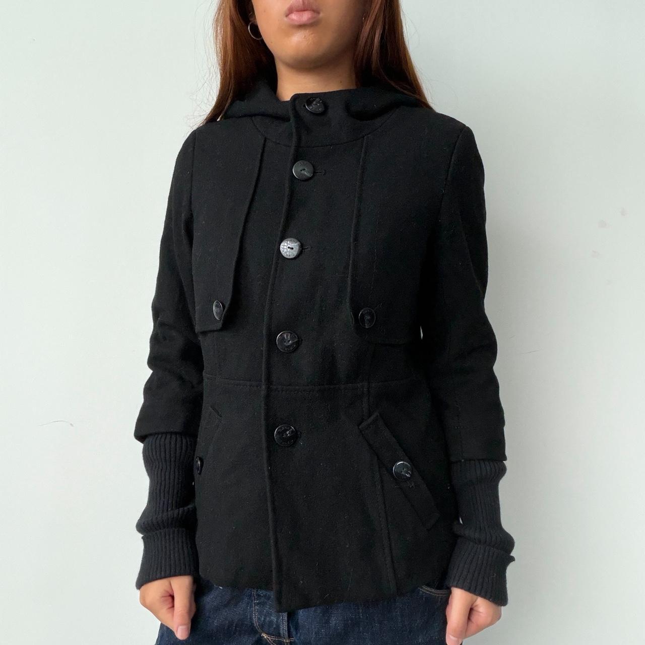 Vintage Black High Neck Wool Coat