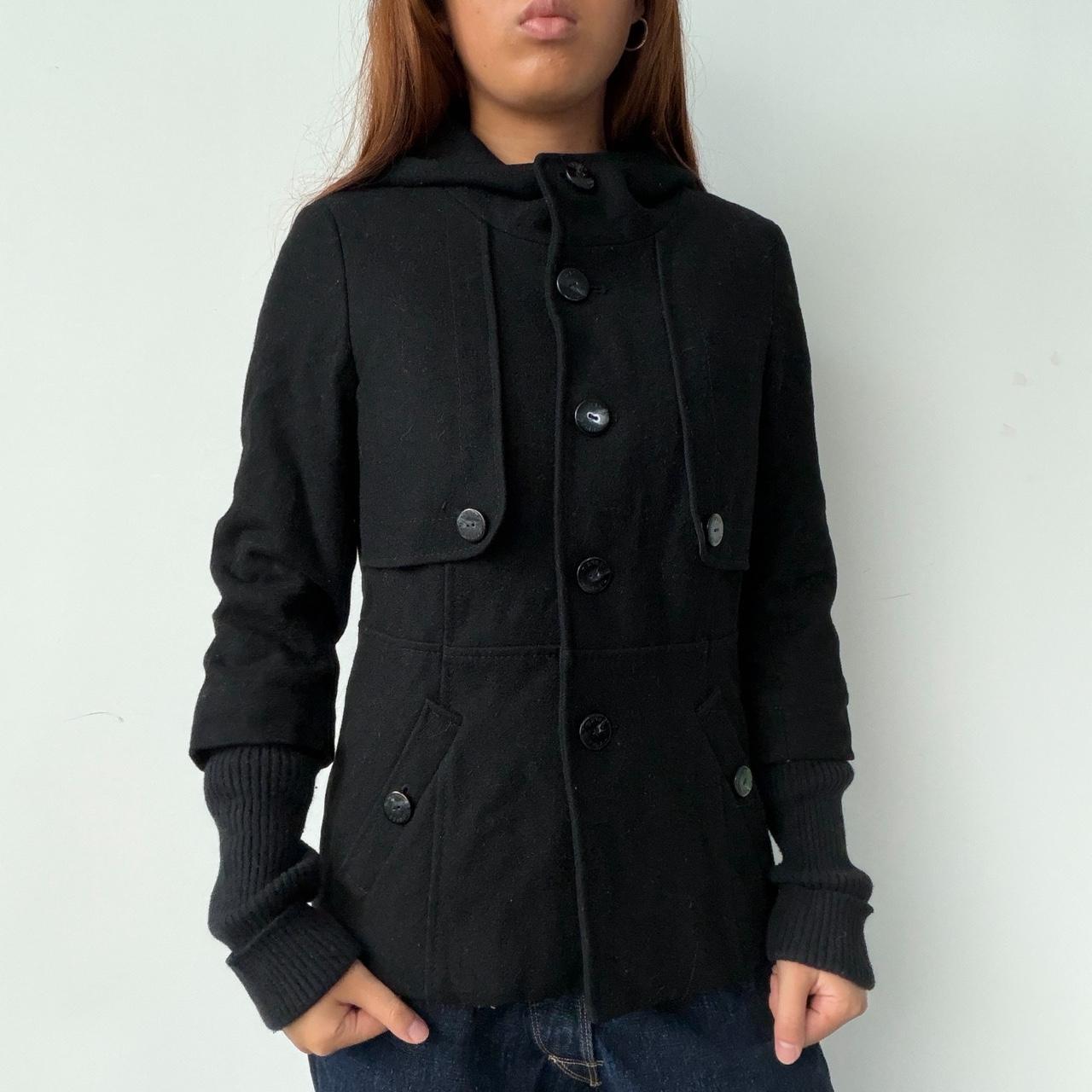 Vintage Black High Neck Wool Coat