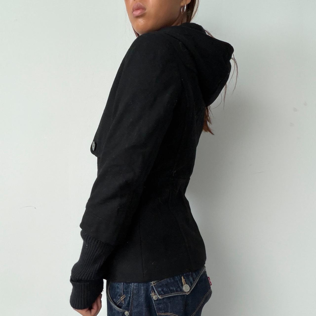 Vintage Black High Neck Wool Coat