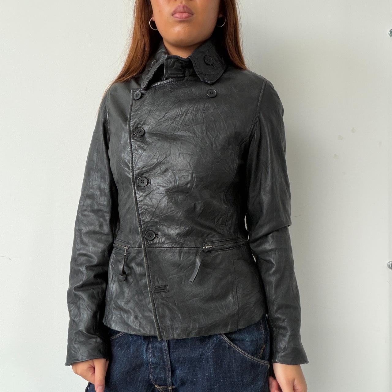 Vintage Leather Collared IKKS Jacket