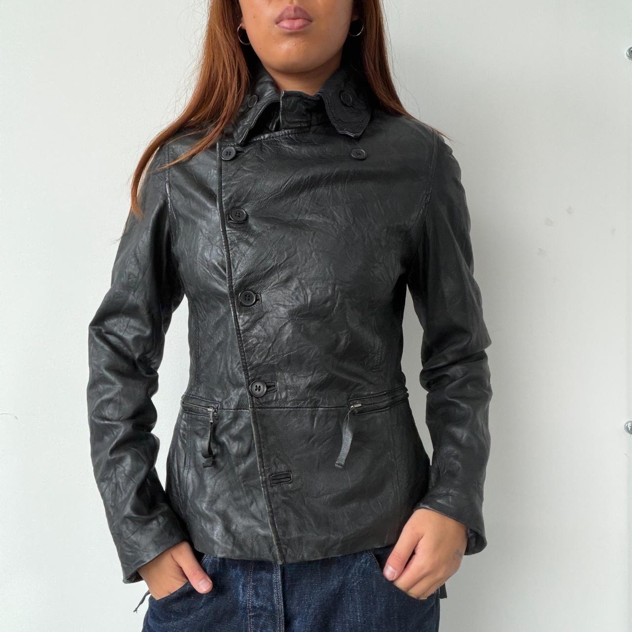 Vintage Leather Collared IKKS Jacket