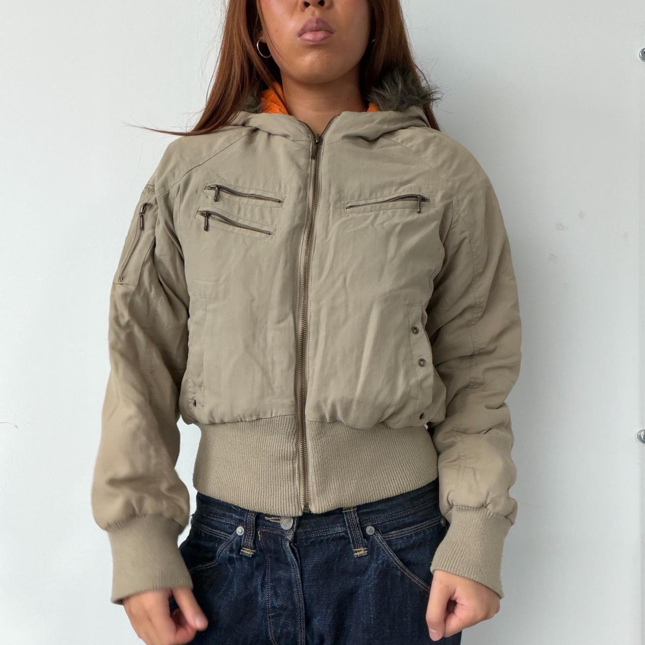 Vintage Beige Zip Up Jacket