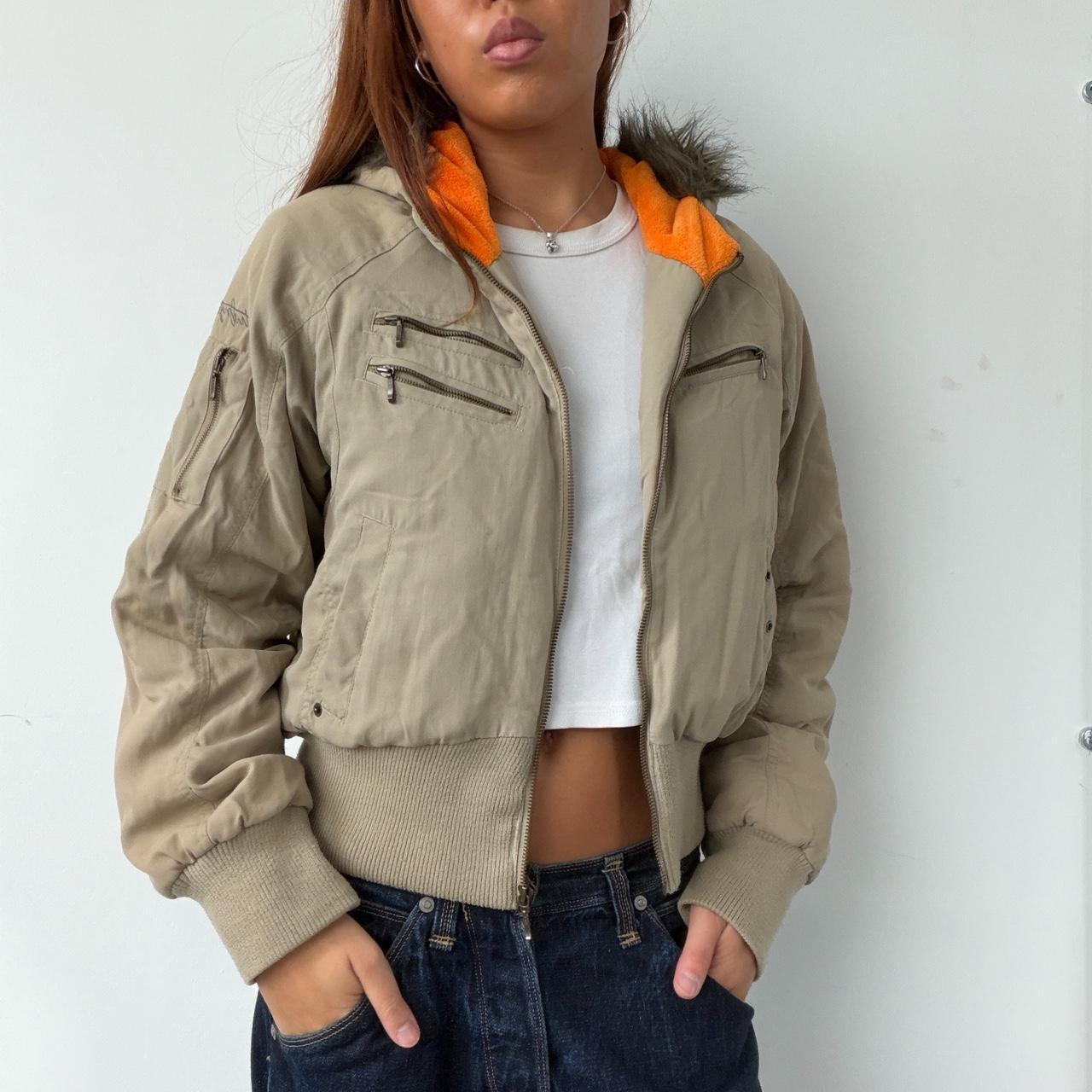 Vintage Beige Zip Up Jacket