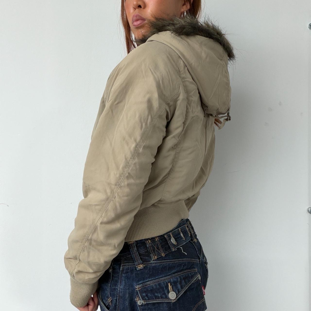 Vintage Beige Zip Up Jacket