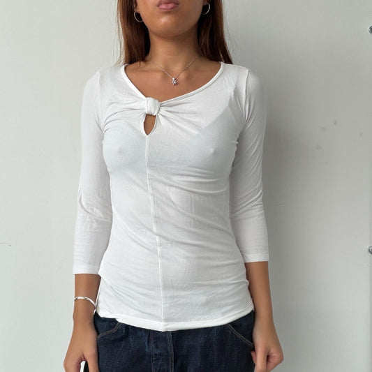 Vintage White Gathered Long Sleeve