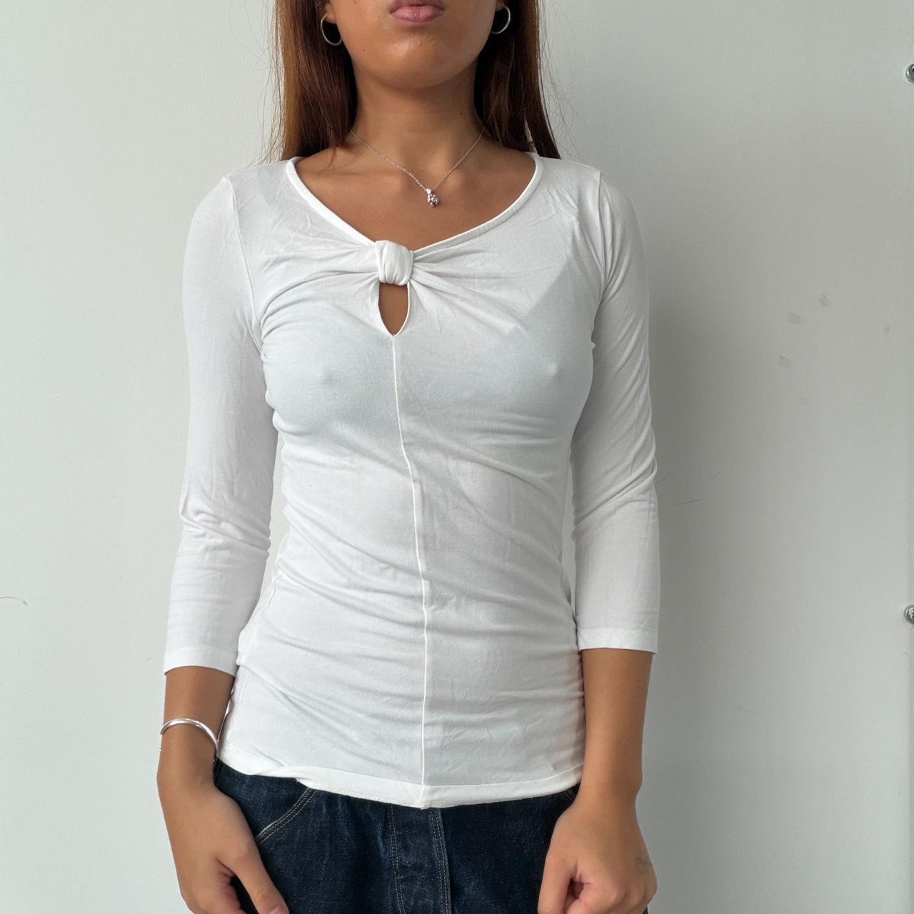 Vintage White Gathered Long Sleeve