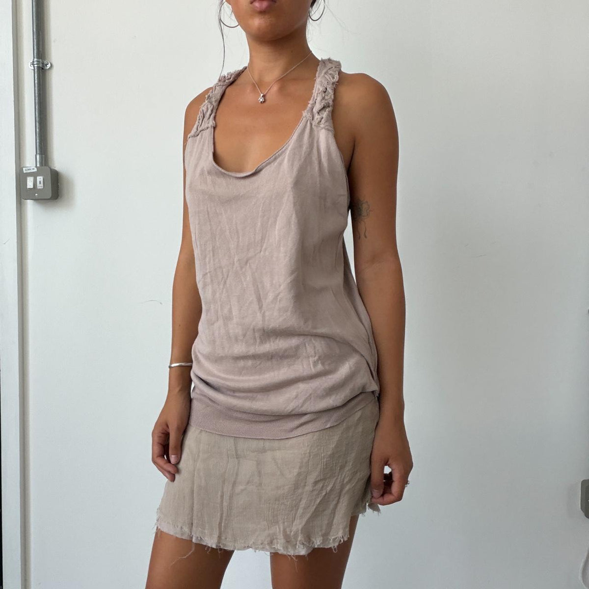 Vintage Beige Sheer Dress