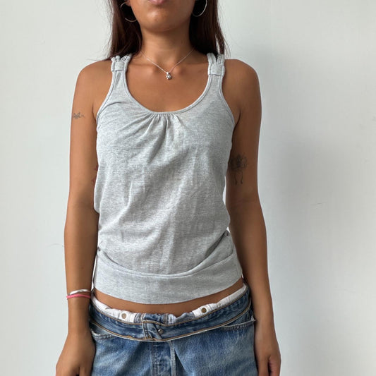Vintage Grey Vest Top With Beads