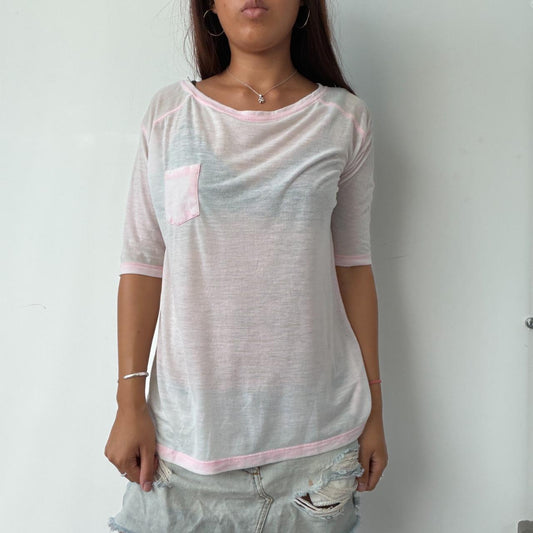 Vintage Baby Pink Linen Top