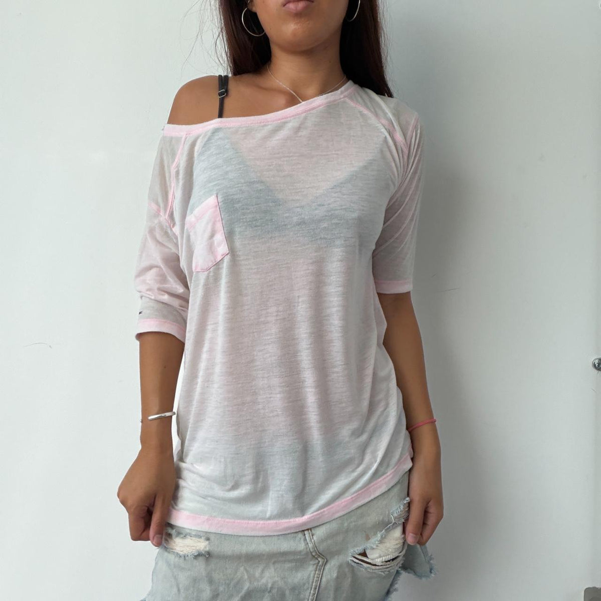Vintage Baby Pink Linen Top