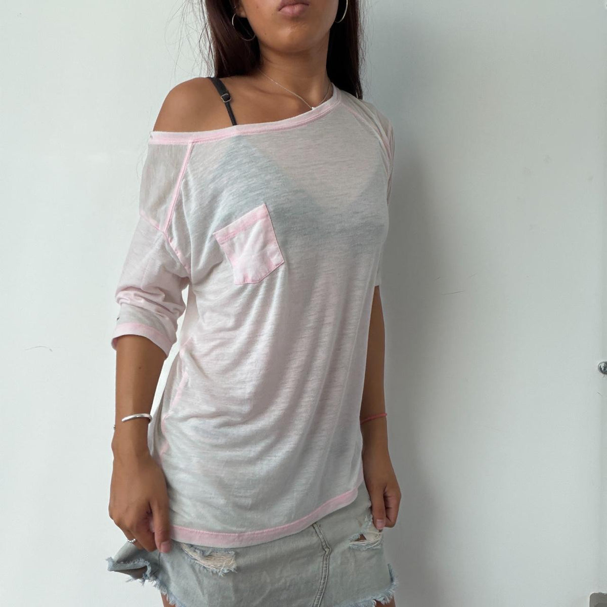 Vintage Baby Pink Linen Top