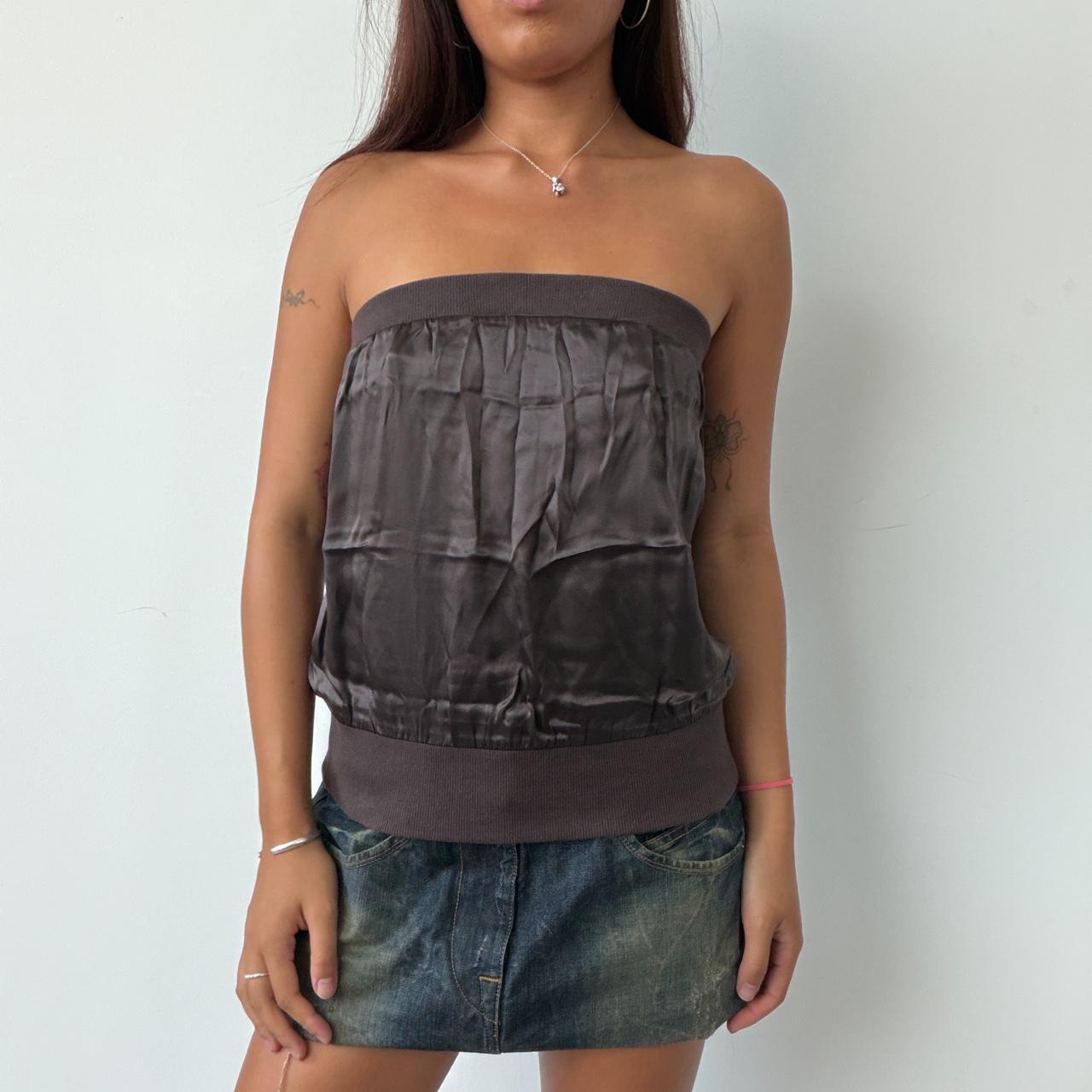 Vintage Brown Satin Bandeau Top