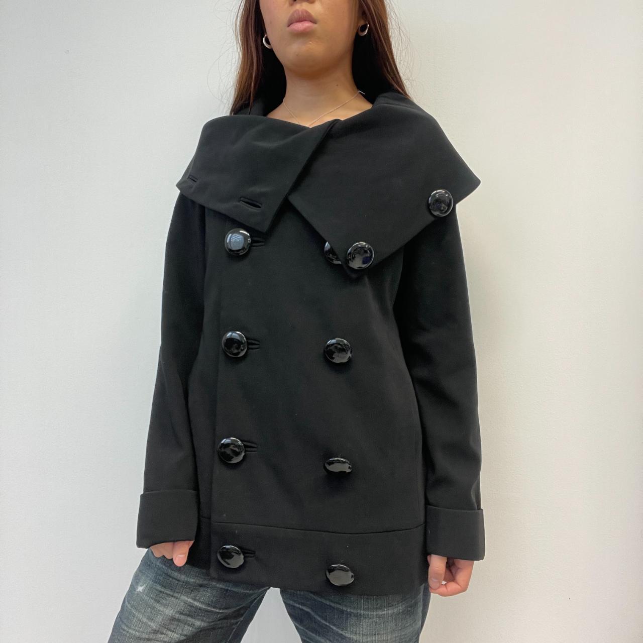 Black Asymmetric Peacoat Jacket