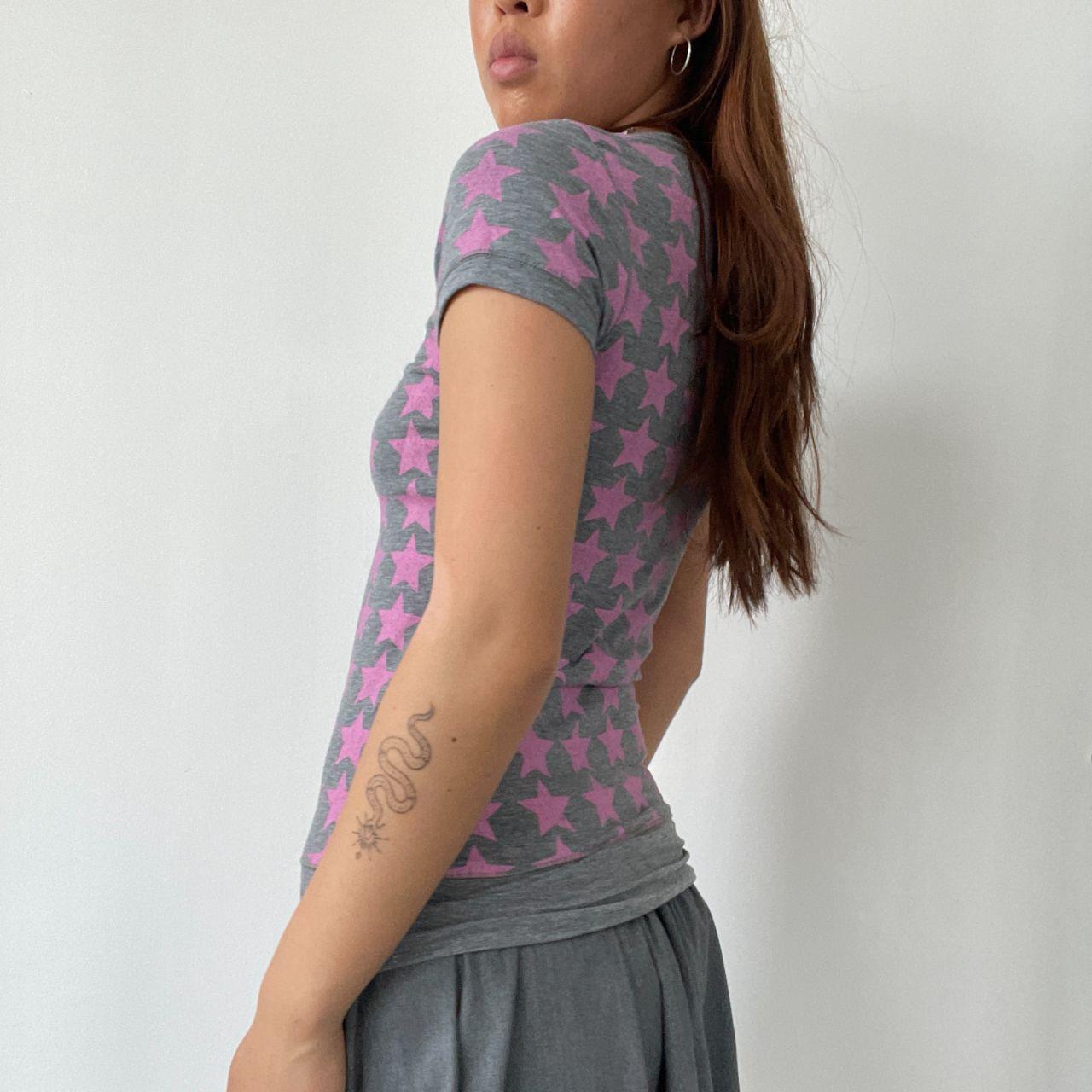 Pink/Grey Patterned Baby Tee