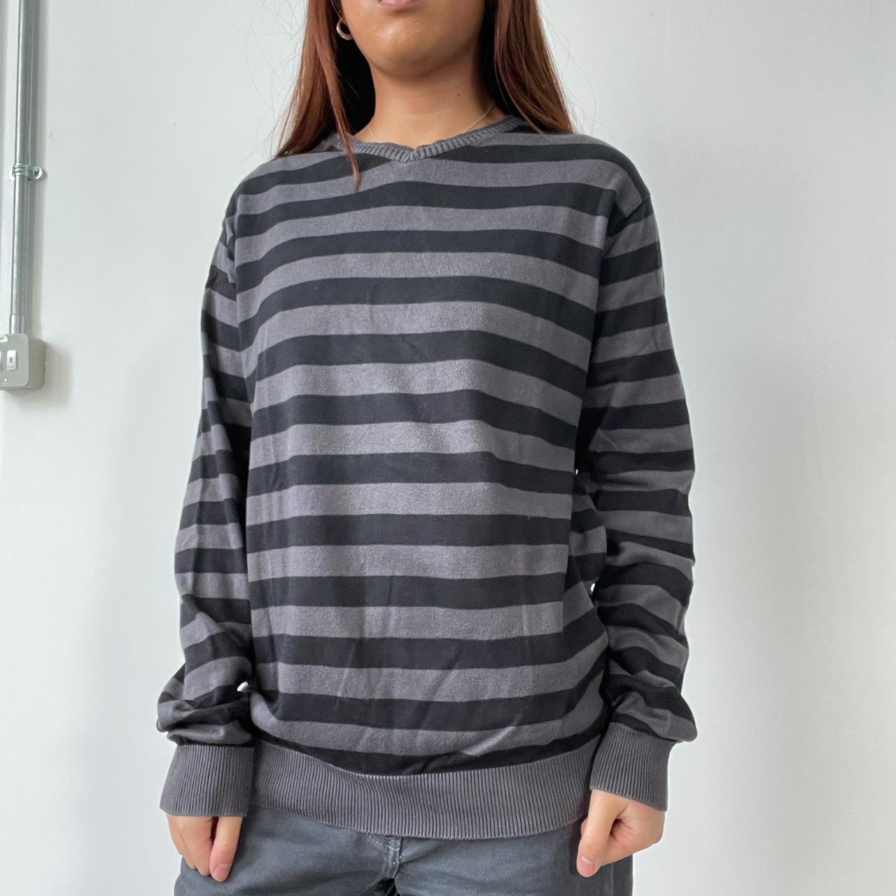 Purple/Grey And Black Stripy Knit Jumper