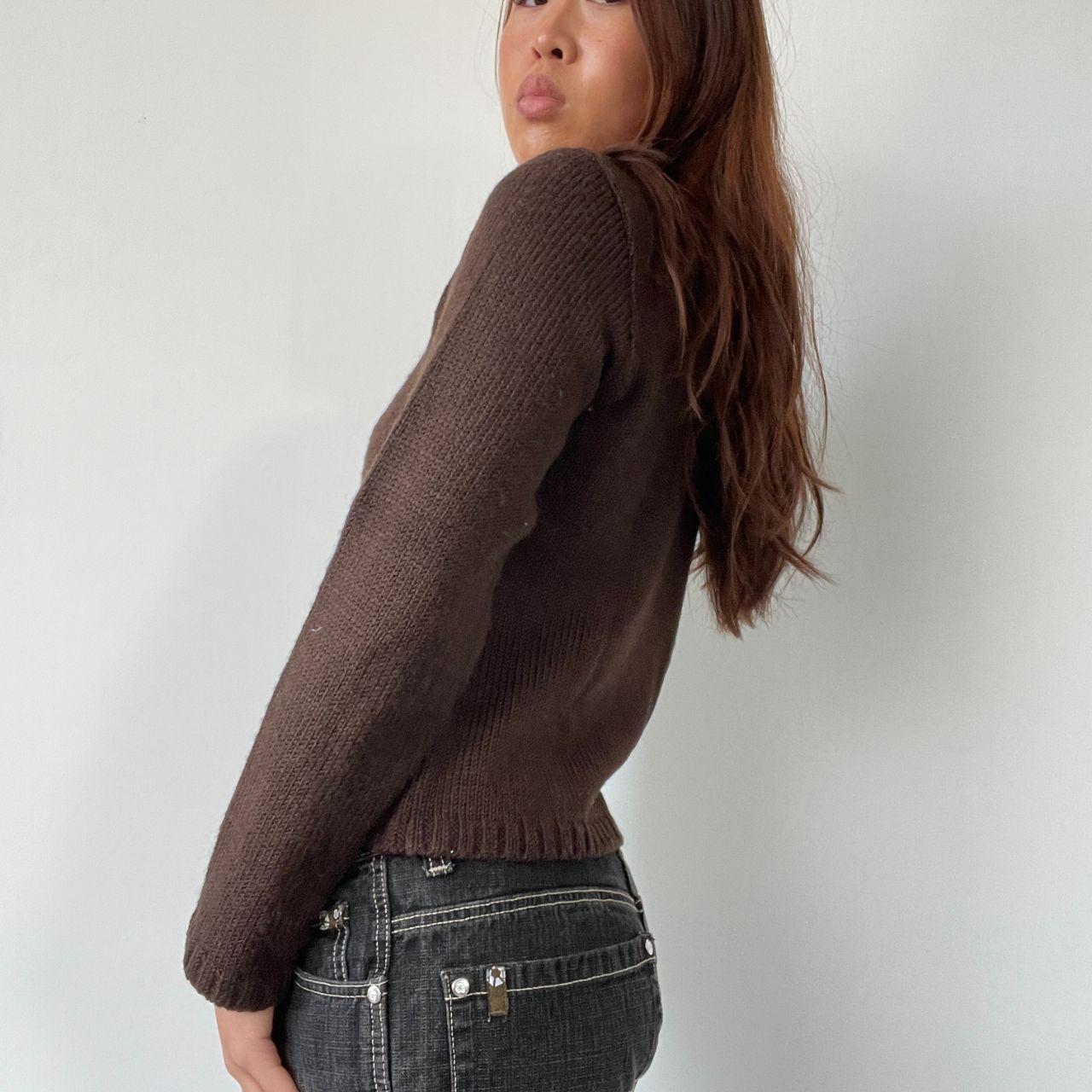 Brown Asymmetric Knitted Cardigan