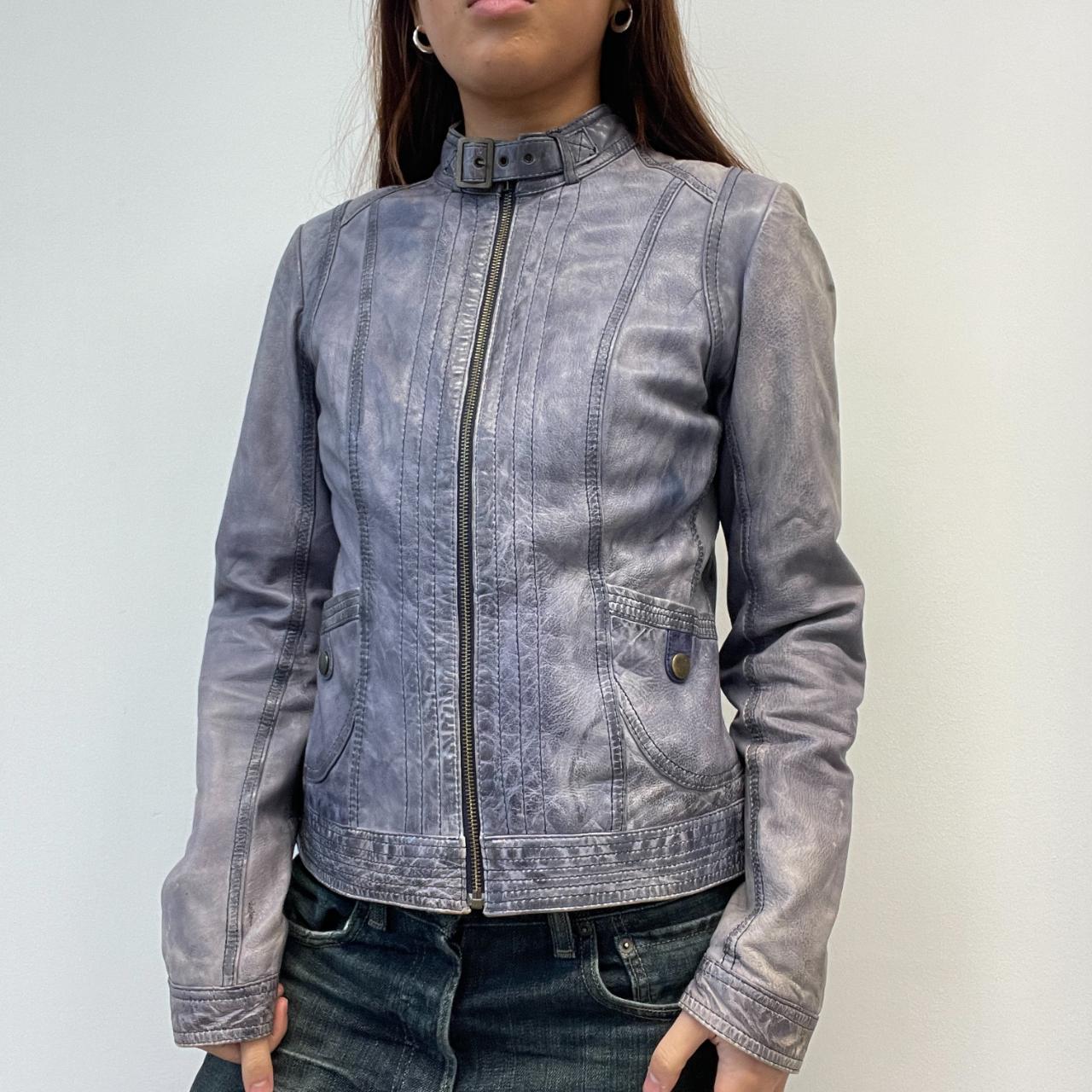 Washed Indigo Double Zip Biker Jacket