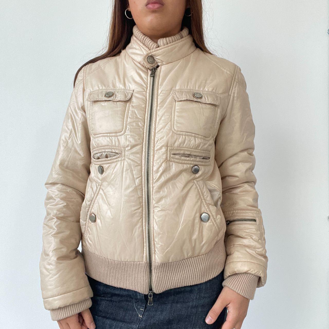 Cream Shiny Puffer Jacket