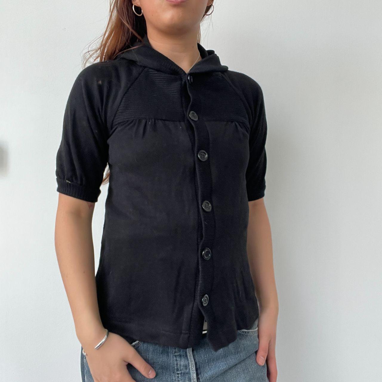 Black Button Up Cargo Top