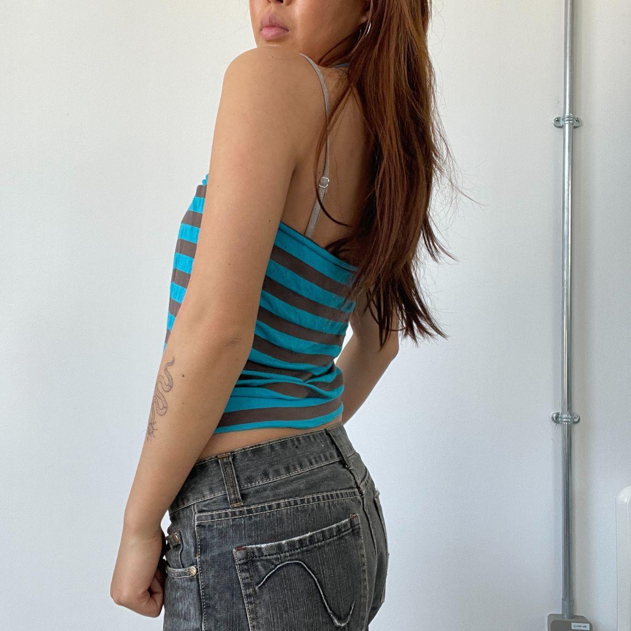 Blue/Brown Stripy Halter Top