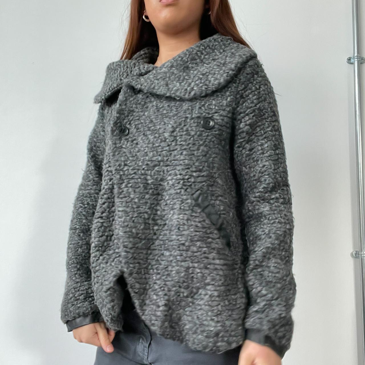 Grey Textured Asymmetric Coat